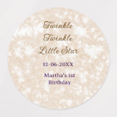 Brown glitter twinkle twinkle little star birthday labels (Design 2)