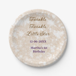 Brown glitter twinkle twinkle little star birthday papieren bordje