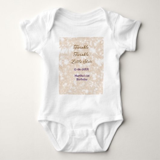 Brown glitter twinkle twinkle little star birthday romper (Voorkant)