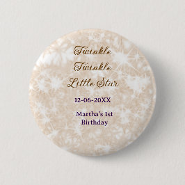 Brown glitter twinkle twinkle little star birthday ronde button 5,7 cm