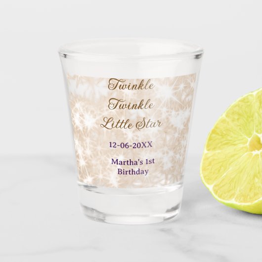 Brown glitter twinkle twinkle little star birthday shot glas (Voorkant)