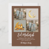 Brown Gold 2 Photo Grid Eid Mubarak Family Photo Feestdagenkaart (Voorkant)