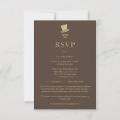 Brown Gold Chic Funny Gentleman Bachelor Luncheon RSVP Kaartje (Achterkant)