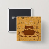 Brown Gold Coffee Cup Kunst op Script Background Vierkante Button 5,1 Cm (Voorkant /achterkant)