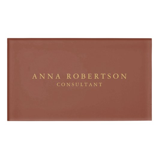 Brown Gold Colors Professional Trendy minimalist Naambadge (Voorkant)