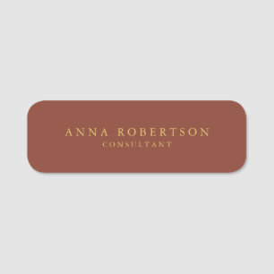 Brown Gold Colors Professional Trendy minimalist Naamplaatje