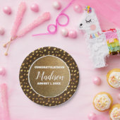 Brown Gold Confetti Afstuderen College Trunk Party Papieren Bordje (Feest)