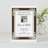 Brown & Gold Frame Wedding Engagement Kaart (Staand voorkant)