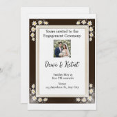 Brown & Gold Frame Wedding Engagement Kaart (Voorkant / Achterkant)