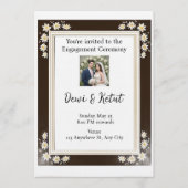 Brown & Gold Frame Wedding Engagement Kaart (Voorkant)