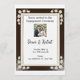 Brown & Gold Frame Wedding Engagement Kaart