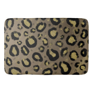 Brown Gold Glitter & Black Leopard Cheetah Print Badmat