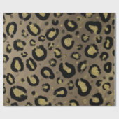 Brown Gold Glitter & Black Leopard Cheetah Print Cadeaupapier (Vlak)