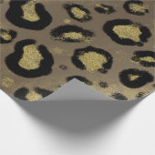 Brown Gold Glitter & Black Leopard Cheetah Print Cadeaupapier (Hoek)
