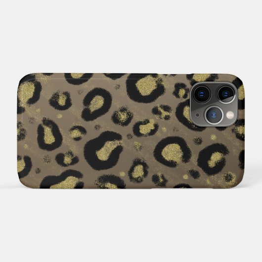 Brown Gold Glitter & Black Leopard Cheetah Print Case-Mate iPhone Case (Achterkant (horizontaal))