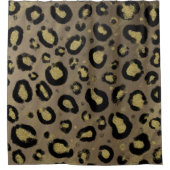 Brown Gold Glitter & Black Leopard Cheetah Print Douchegordijn (Voorkant)