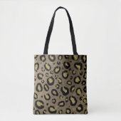 Brown Gold Glitter & Black Leopard Cheetah Print Tote Bag (Voorkant)