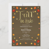 Brown & Gold Herfst in Love Leaves Engagement Part Kaart (Voorkant)