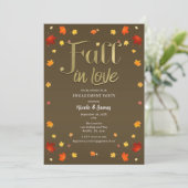 Brown & Gold Herfst in Love Leaves Engagement Part Kaart (Staand voorkant)