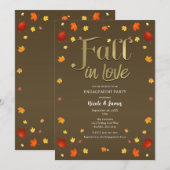 Brown & Gold Herfst in Love Leaves Engagement Part Kaart (Voorkant / Achterkant)
