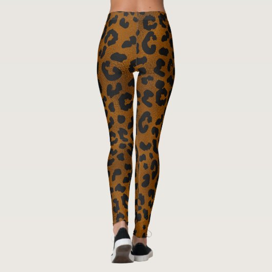 Brown Gold Leopard Print Running Leggings (Achterkant)