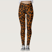 Brown Gold Leopard Print Running Leggings (Voorkant)