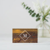 Brown Gold Rust Metallic Texture Monogram Initial Visitekaartje (Staand voorkant)