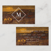 Brown Gold Rust Metallic Texture Monogram Initial Visitekaartje (Voorkant / Achterkant)