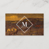 Brown Gold Rust Metallic Texture Monogram Initial Visitekaartje (Voorkant)