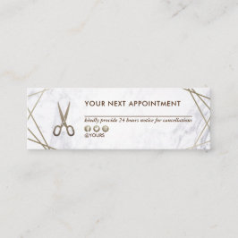 Brown Gold Scissors Marble Haarstylist Appointment Mini Visitekaartje