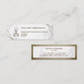 Brown Gold Scissors Marble Haarstylist Appointment Mini Visitekaartje (Voorkant / Achterkant)