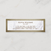 Brown Gold Scissors Marble Haarstylist Appointment Mini Visitekaartje (Achterkant)