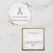 Brown Gold Scissors Marble Haarstylist Appointment Vierkante Visitekaartje (Voorkant / Achterkant)