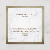 Brown Gold Scissors Marble Haarstylist Appointment Vierkante Visitekaartje (Achterkant)