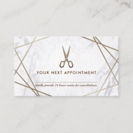 Brown Gold Scissors Marble Haarstylist Appointment Visitekaartje