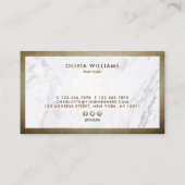 Brown Gold Scissors Marble Haarstylist Appointment Visitekaartje (Achterkant)