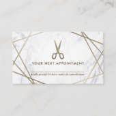 Brown Gold Scissors Marble Haarstylist Appointment Visitekaartje (Voorkant)