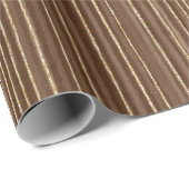 Brown Gold Stripes Christmas Cadeaupapier (Rol Hoek)