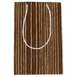 Brown Gold Stripes Christmas Medium Cadeauzakje