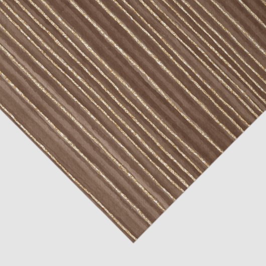Brown Gold Stripes Christmas Tissuepapier (Detail)