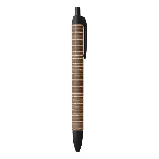 Brown Gold Stripes Zwarte Inkt Pen (Achterkant (Verticaal))