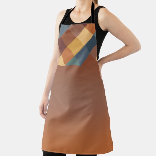 BROWN GOLD TEAL BLUE FALL GEOMETRIC PATTERN SCHORT (Insitu)