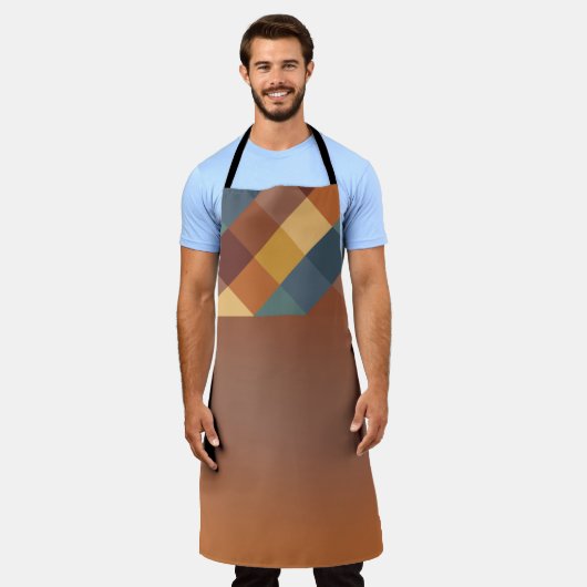 BROWN GOLD TEAL BLUE FALL GEOMETRIC PATTERN SCHORT (Gedragen)
