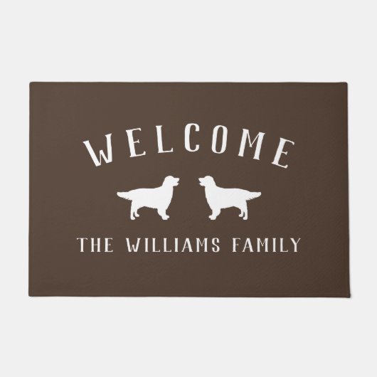 Brown Golden Retrievers Welkom Familienaam Deurmat (Voorkant)