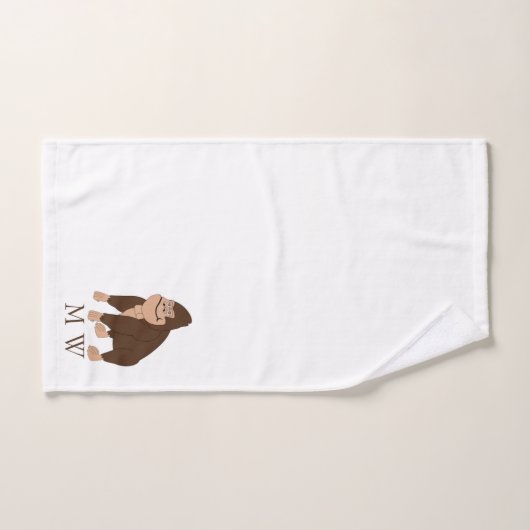 Brown Gorilla Design Monogrammed Bad Handdoek (Handdoek)