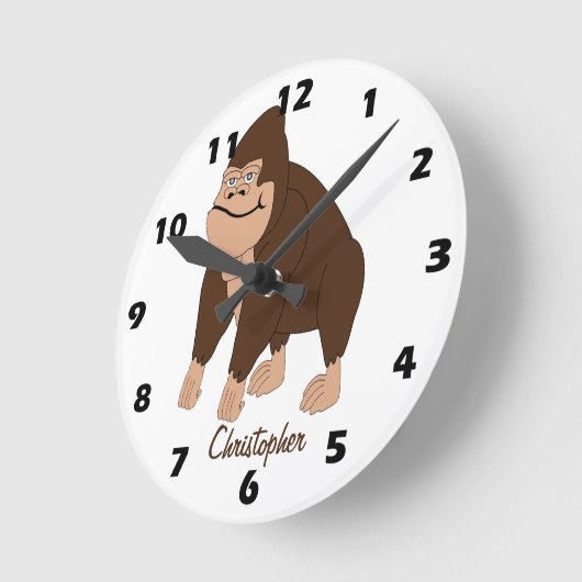 Brown Gorilla Design Personalised Ronde Klok (Hoek)