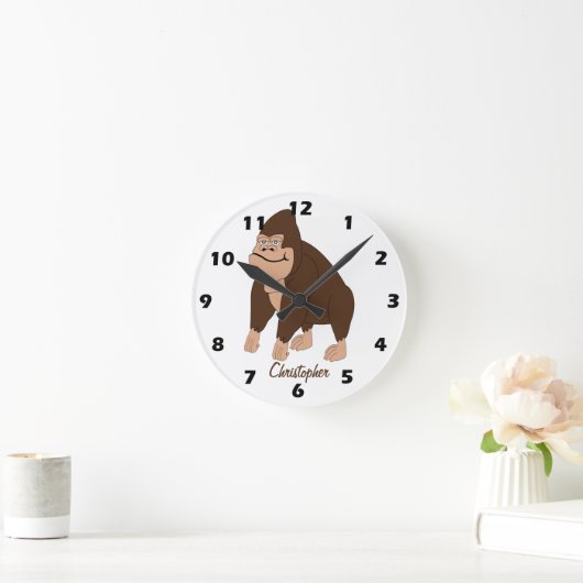Brown Gorilla Design Personalised Ronde Klok (Huis)