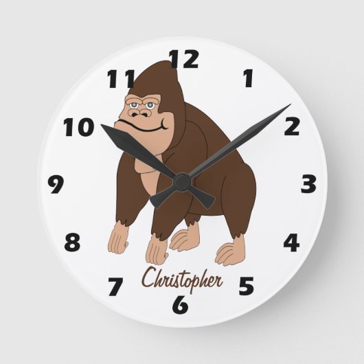 Brown Gorilla Design Personalised Ronde Klok (Voorkant)