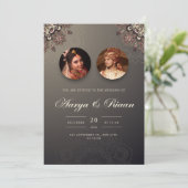 Brown Gradient traditionele Indiase bruiloft Kaart (Staand voorkant)