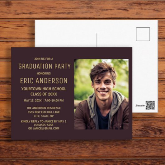 Brown Graduation Party Foto Briefkaart